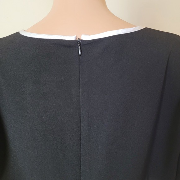 Focus Shani Ponte Dress Women's 16 Sheath black white Flutter Ruffle Short Mini. - Picture 15 of 16